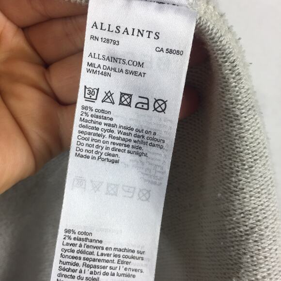 Allsaints Mila Dahlia Sweatshirt Cardigan Size XS Grey Oversized Knit Emo Grunge - Picture 6 of 14